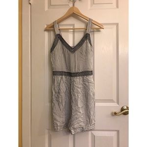 Embroidered Striped Romper